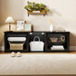 TV Stand with LED Lights, Modern Entertainment Center with Adjustable Glass Shelves, for TVs up to 70 Inch, Black