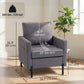 Accent Chair Modern Upholstered Armchair with Side Pockets and Cushion for Bedroom, Living Room, Dark Grey