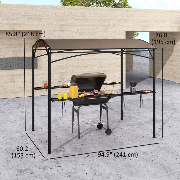 8' x 5' Hardtop Grill Gazebo with PC Board Roof & Side Shelves