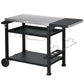 3-Shelf Grill Cart with Foldable Side Table & Stainless Steel Top