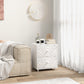 Mid-Century Bedside Table, Nightstand with 2 Drawers, Side End Table for Bedroom, White
