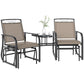 Outdoor Glider Bench with Coffee Table, Patio 2-Seat Rocking Chair Swing Loveseat with Breathable Sling for Backyard Garden Porch, Black