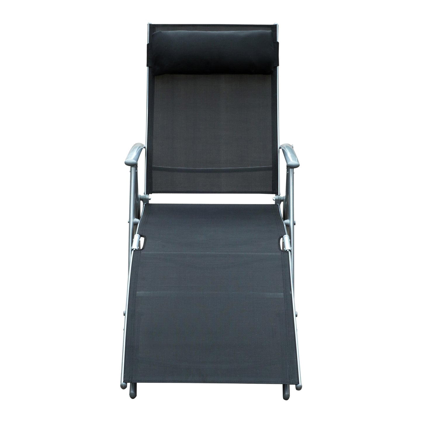 Outdoor Folding Chaise Lounge Chair Steel Portable Recliner with 7 Adjustable Backrest Positions, Red