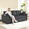 Corduroy Couch, 3 Seater Sofa, Modern Upholstered Couch with Curved Armrests and 8 Removable Pillows, Dark Grey