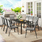 9 Pieces Patio Set with Stackable Chairs, Patio Dining Set with Glass Top for Garden, Patio, Backyard, Light Grey