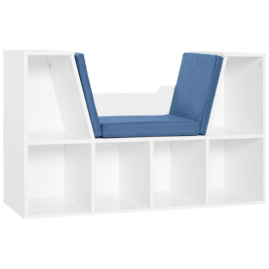6-Cubby Bookcase with Reading Nook Cushion - Blue