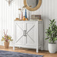 Sideboard Buffet, Kitchen Storage Cabinet with Barn Door and Adjustable Shelves, Storage Pantry, White Wood Grain
