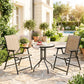 3 Pieces Bistro Set, Small Patio Furniture Set with Stackable Mesh Chairs, Glass Table for Garden, Light Mixed Brown