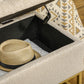 Storage Ottoman with Flip Top, Upholstered Storage Bench, Linen Fabric Footstool with Steel Legs for Living Room, Bedroom, Beige