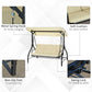 Convertible Patio Swing Bed with Canopy and Cushions, 3 Seater Porch Swing for Outdoor, Backyard, Garden, Beige
