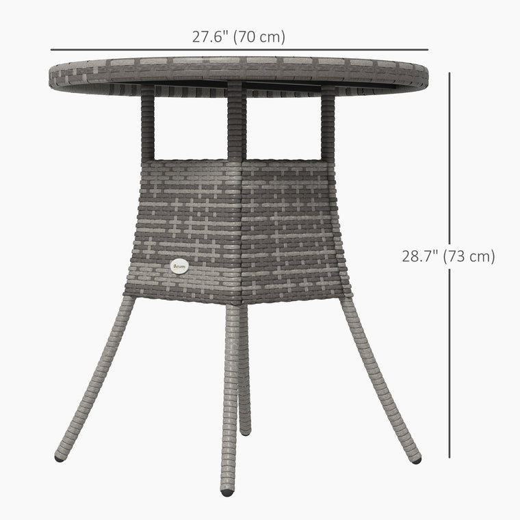 27.5" Wicker Dining Table with Composite Top