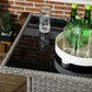 5 Pieces Patio Bar Set, Outdoor PE Rattan Wicker High Top Outdoor Table and Chairs Outdoor Bar Set with Tempered Glass Top Bar Table and Shelves, 4 Bar Chairs, Black
