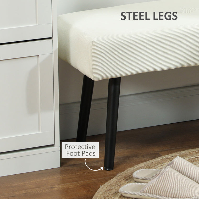 39" Corduroy Storage Bench with Steel Legs