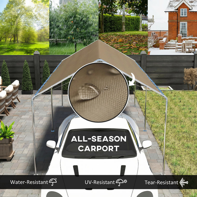 10' x 20' Khaki Galvanized Carport with Anchor Kit