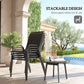 Set of 4 Outdoor Dining Chairs, Stackable Lawn Chairs with High Back, Breathable Mesh Seat for Garden Porch, Black