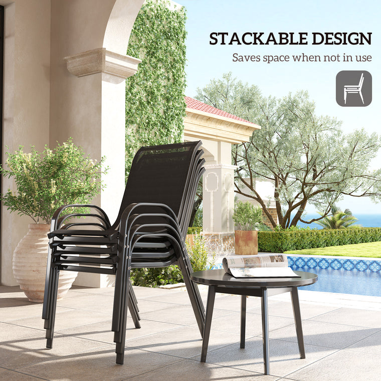 4-Piece Stackable Lawn Chair Set with High Back & Mesh Seat