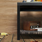 23.6" Rattan End Table, Outdoor Coffee Table with Tempered Glass Top, Storage Shelf for Patio, Garden, Balcony, Black
