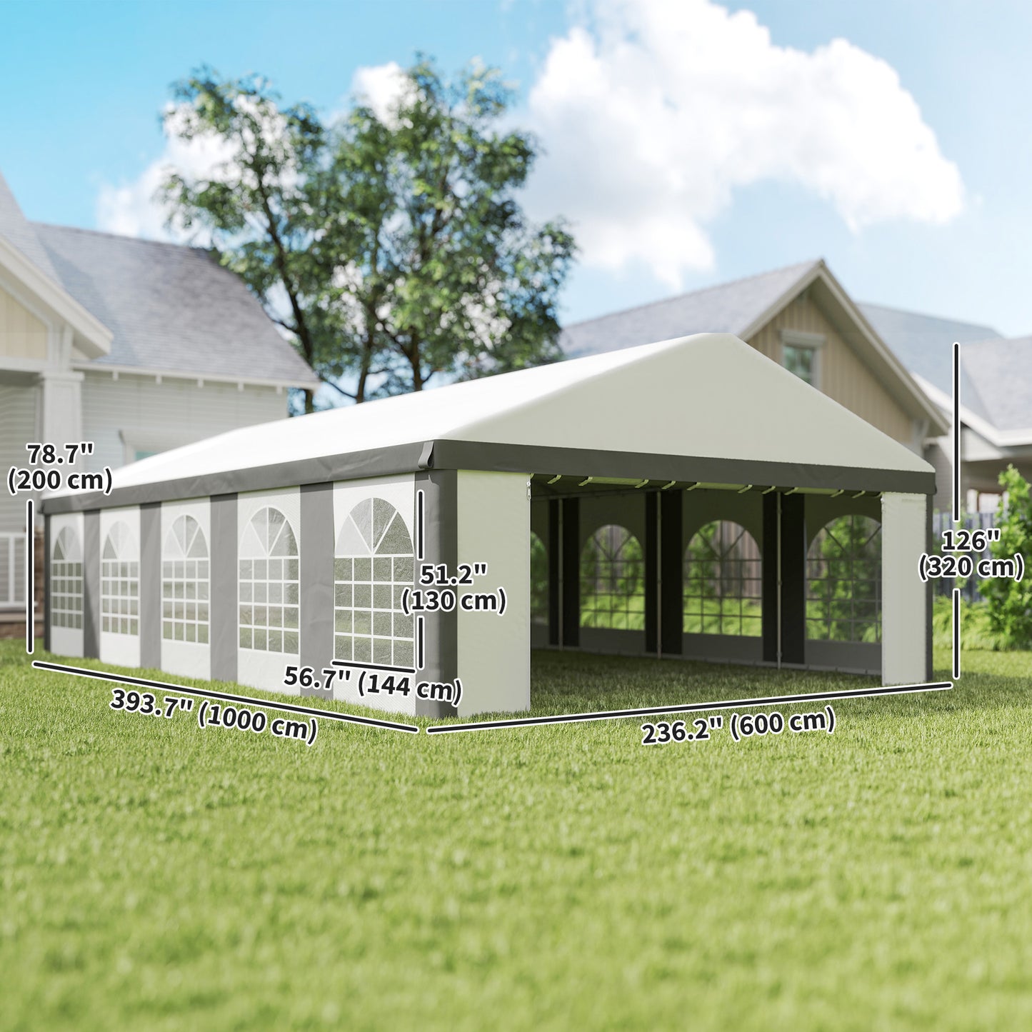 Heavy Duty Large Party Tent & Carport with Removable Sidewalls, Portable Garage Canopy Tent, White
