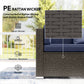 7pc Garden Wicker Sectional Set w/ Tea Table Patio Rattan Lounge Sofa Outdoor Deck Furniture Navy Blue
