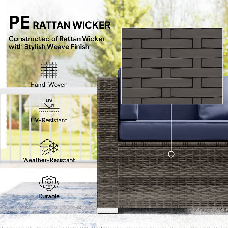 7-Piece Wicker Sectional Set with Tea Table