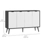 Modern Sideboard and Buffet, Dining Room Cabinet with Adjustable Shelves and 4 Doors, Black