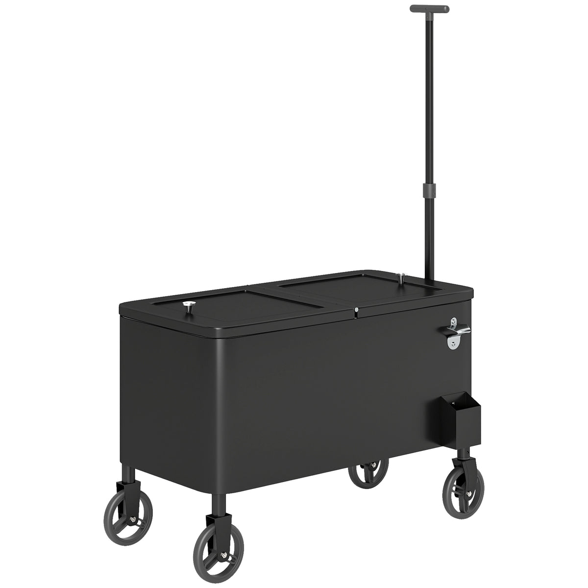 Black 80-Qt Rolling Ice Chest Cooler Cart with Bottle Opener