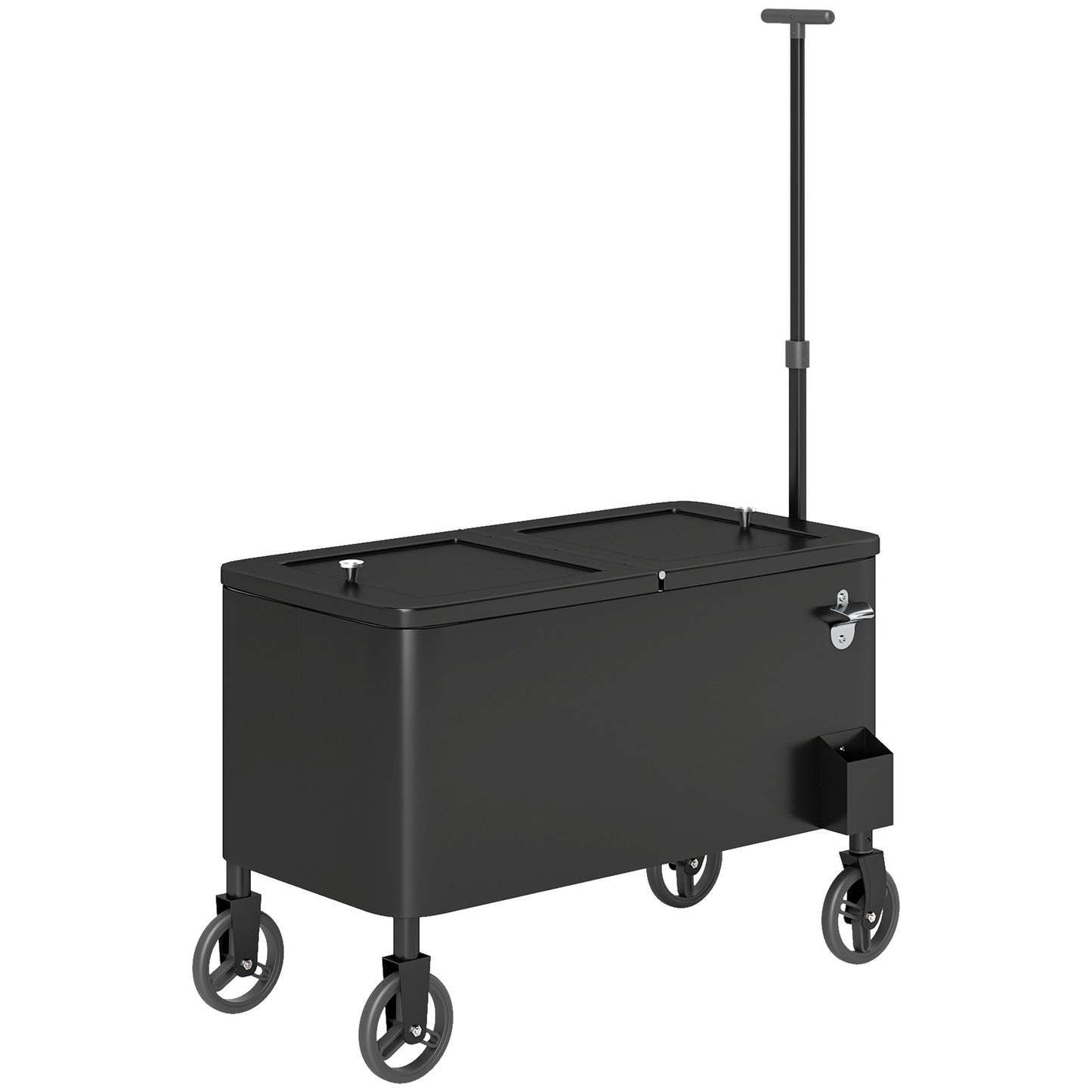 Black 80-Qt Rolling Ice Chest Cooler Cart with Bottle Opener