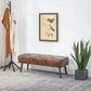 Bedroom Bench, End of Bed Bench with Button Tufted, PU Leather Upholstered Entryway Bench with Wood Legs, Brown