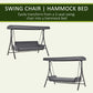 3 Person Porch Swing Bed, 2-in-1 Convertible Outdoor Patio Swing Chair Bench Hammock with Adjustable Canopy, Cushions, Pillows for Porch and Backyard, Red