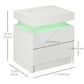 Nightstand, Bedside Table with LED Lights and 2 Drawers for Bedroom, Living Room, White