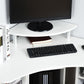 35" L-Shaped Computer Desk with Monitor Stand and Open Shelves, Home Office Corner Desk Study Workstation for Small Space, White