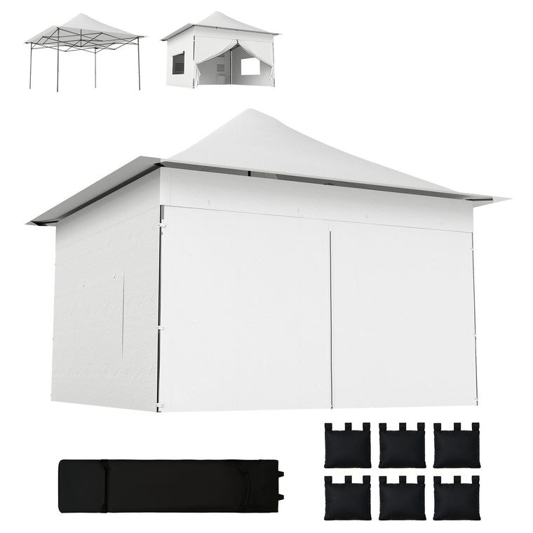 12' x 12' Silver Pop-Up Canopy Tent with Peak Top & Side Pockets