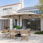 15' Outdoor Patio Umbrella with Twin Canopy Sunshade Steel Table Umbrella w/ Lift Crank, Cross Base, Sandbag, Khaki