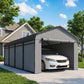 Metal Carport, Heavy Duty Garage Car Shelter with Galvanized Metal Roof and Removable Sidewalls, Light Grey - 12' x 20'