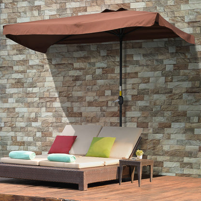 7.5ft Coffee Half Parasol with Crank Handle & Top Vent