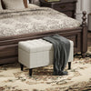 Storage Ottoman, Linen Fabric End of Bed Bench with Button Tufted Storage Bench for Bedroom, Beige