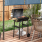 Charcoal Barbecue Grill, BBQ with Thermometer, Shelves and Wheels, Black