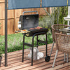 Black Charcoal BBQ Grill with Thermometer & Shelves