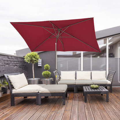 6.5x10ft Wine Red Rectangle Umbrella with Aluminum Frame