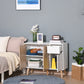 35" Sideboard Storage Cabinet with Drawer, White and Nature Wood