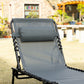 Outdoor Folding Chaise Lounge, Reclining Lounge Chair with Adjustable Backrest and Removable Pillow, Grey