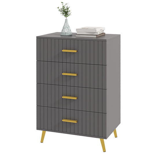 4-Drawer Chest of Drawers with Gold Handles - Dark Grey