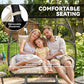 Double Wicker Egg Swing Chair with Stand, Foldable Hanging Egg Chair with UV Resistant Cushion, Headrest, Cream White