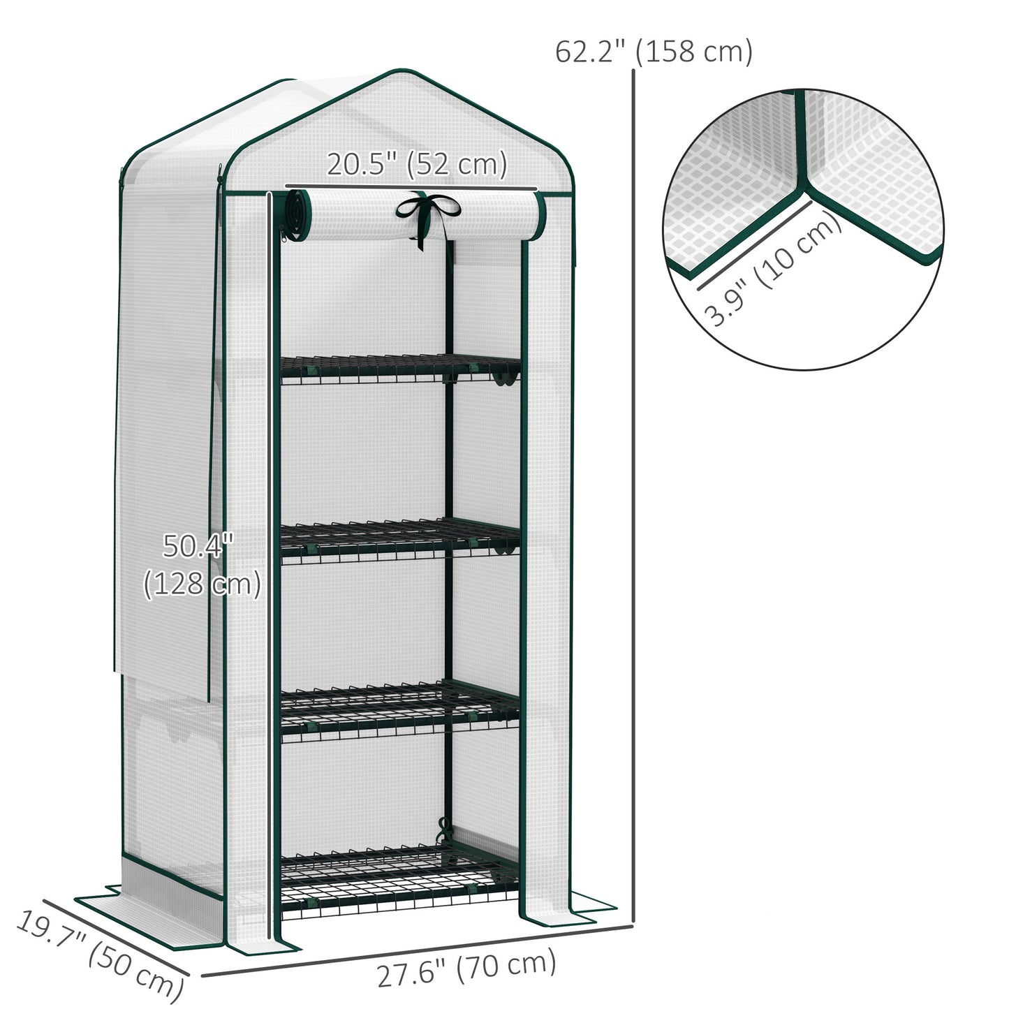 Mini Greenhouse with Screen Roof, Portable Small Greenhouse with Roll-Up Zipper Door