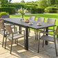 Expandable Outdoor Dining Table, 55"-95" Patio Table with Tempered Glass Top and Aluminum Frame, Black