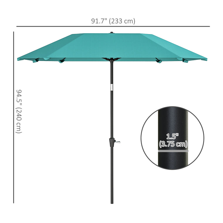 7.6FT Sky Blue Aluminum Market Umbrella with 8 Ribs