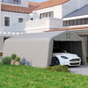 12' x 20' Portable Garage, Heavy Duty Carport Canopy with Ventilation Windows and Large Roll-up Door, Light Grey