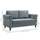Vintage 2-Seater Loveseat Sofa with Rolled Arms - Grey