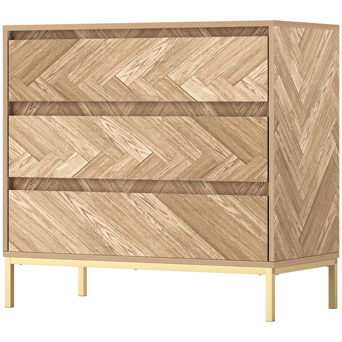 3-Drawer Chest of Drawers with Anti-Tip Design - Natural Wood