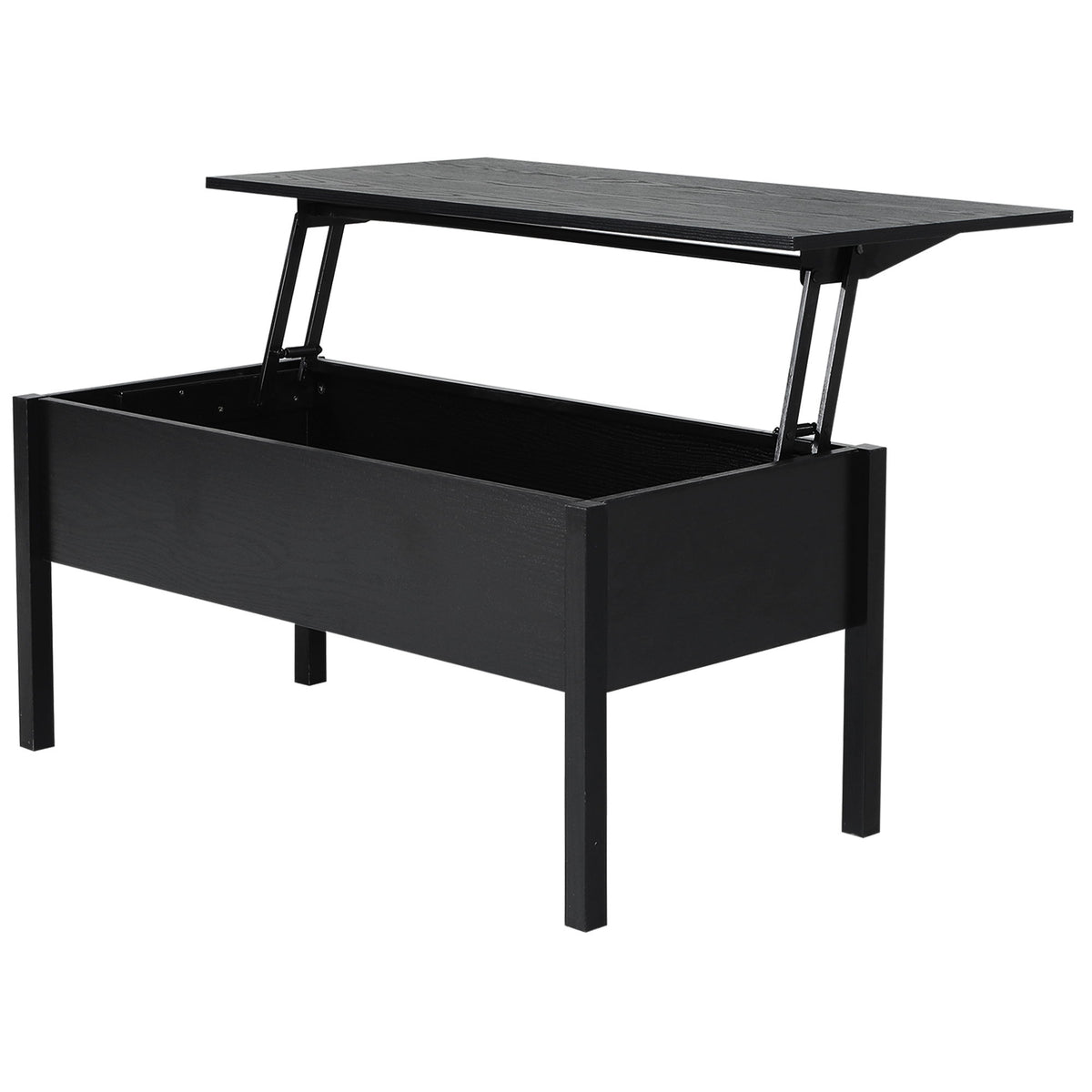 39" Modern Lift Top Coffee Table with Hidden Storage Compartment, Center Table for Living Room, Black